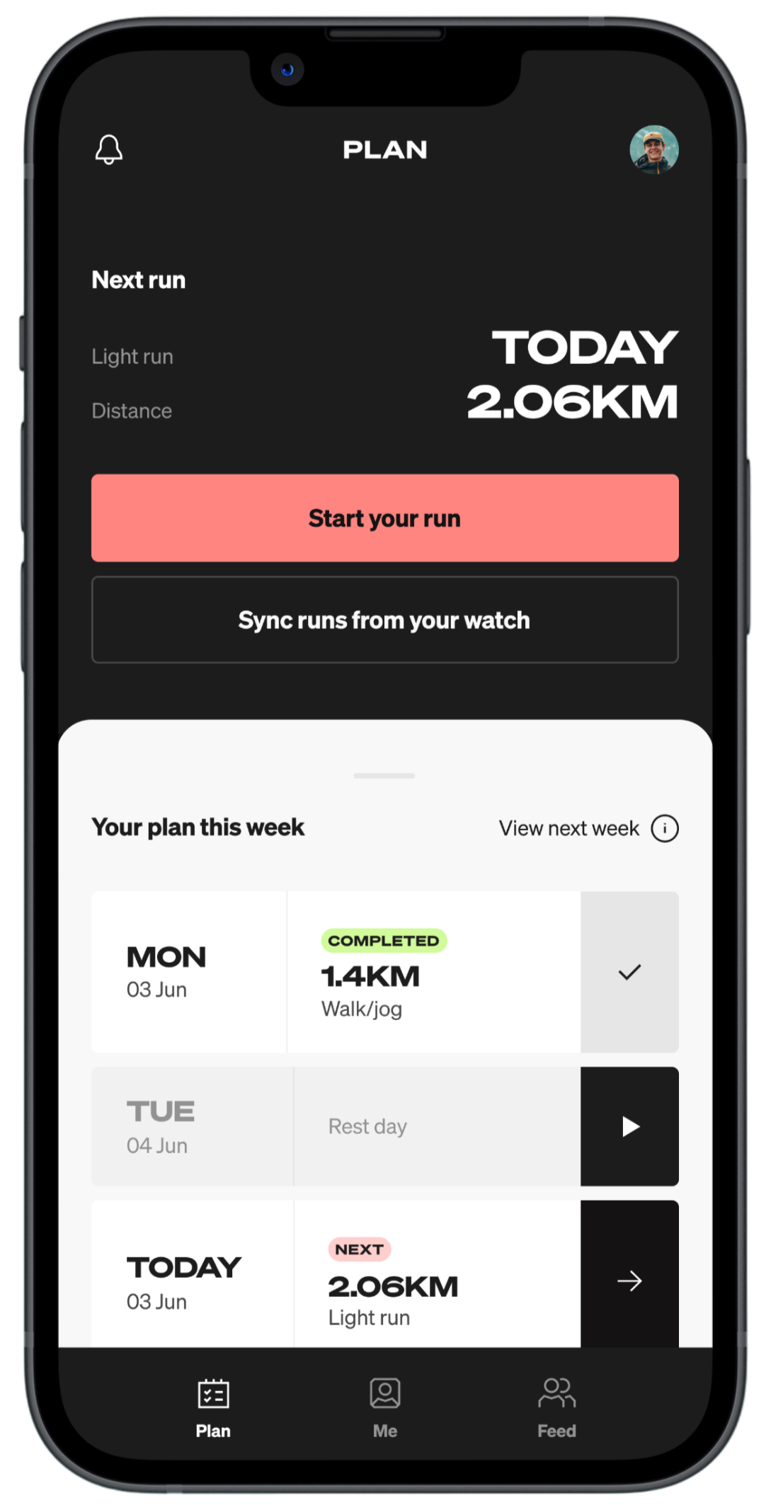 GPS run tracking feature screenshot