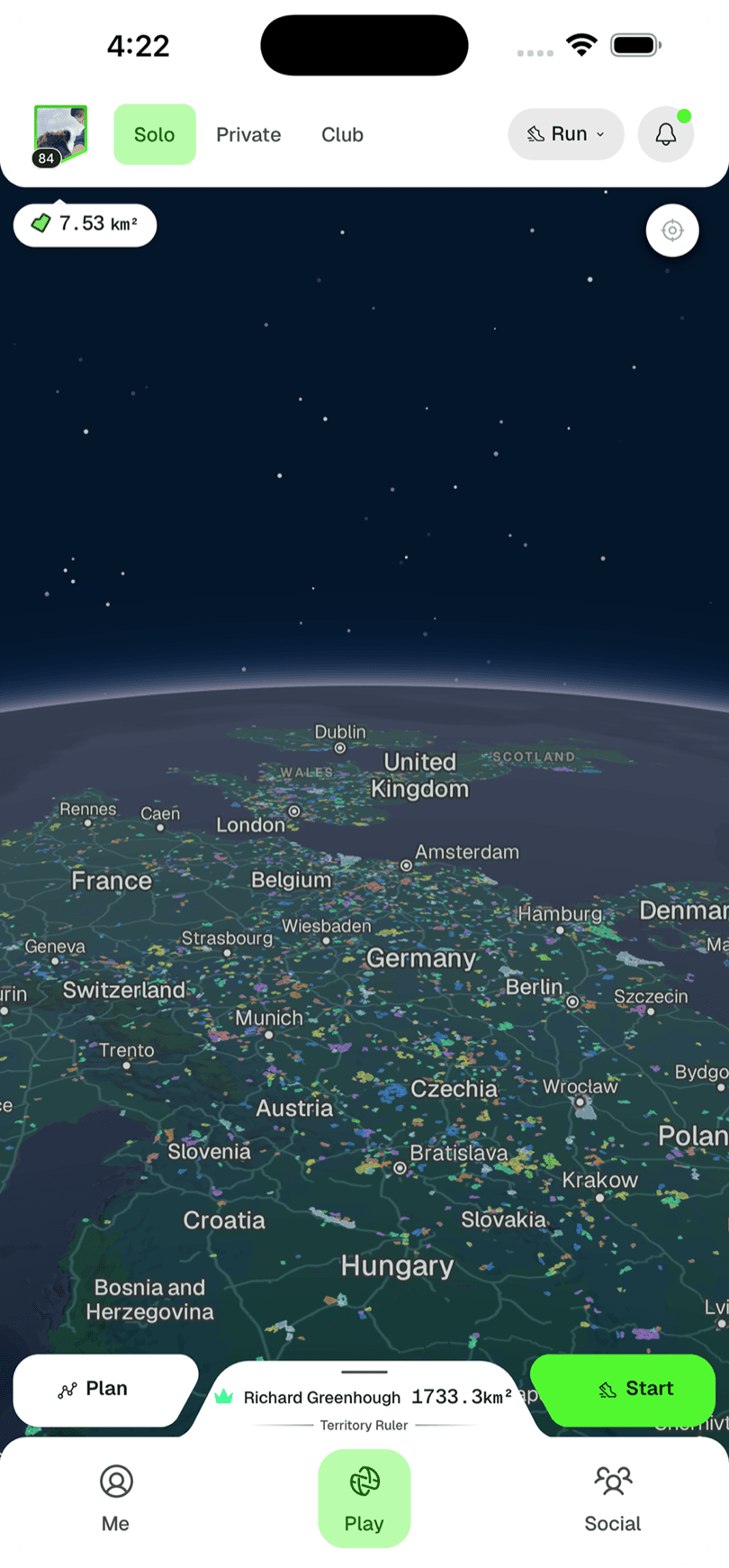 The INTVL onboarding screen